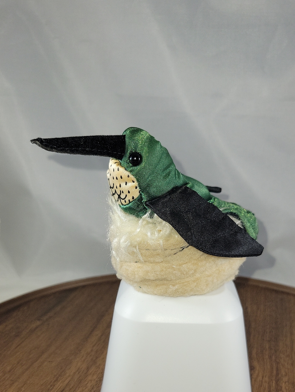 Folkmanis Green Black Satin Hummingbird Finger Puppet